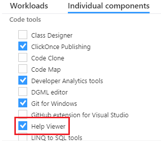 Installation of the Visual Studio® help system 1: