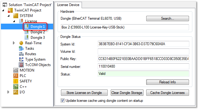 Determining the current status of a license dongle 2: