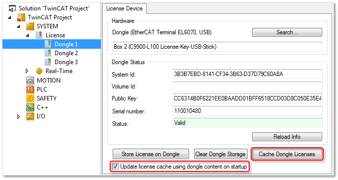 Copying license files from the dongle to the IPC 2: