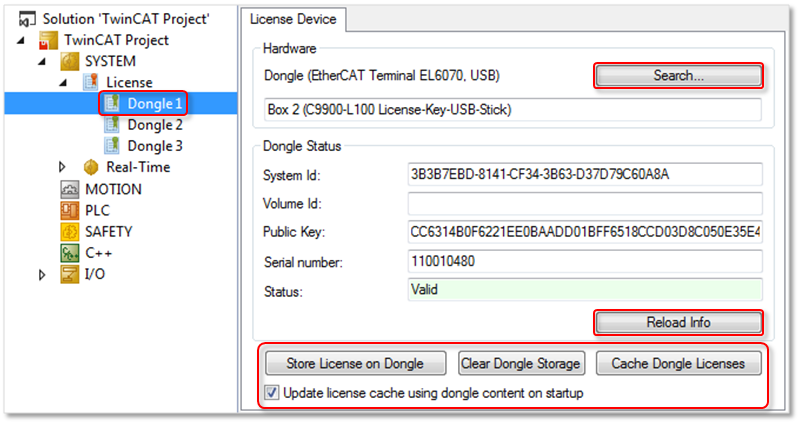 License Device overview window 2: