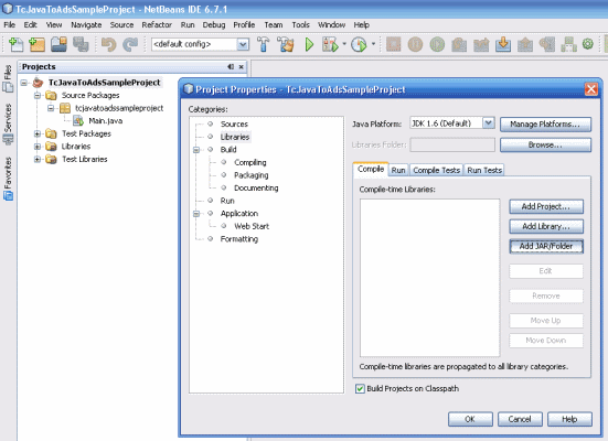 Adding the TcJavaToAds.jar