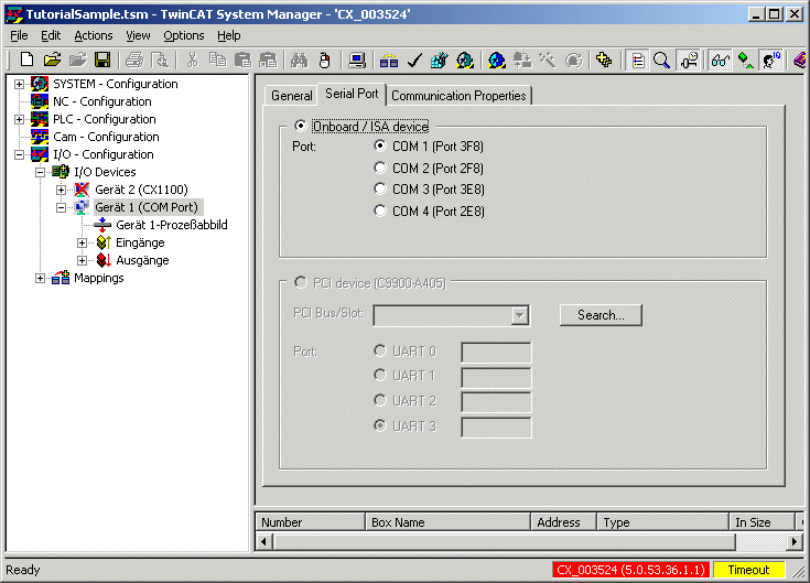 Configuration of serial interface