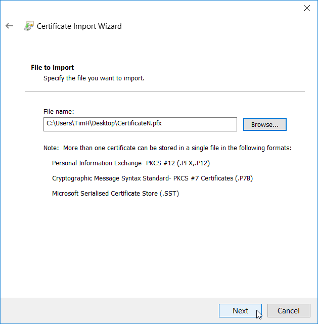 Installing the Client certificate 4: