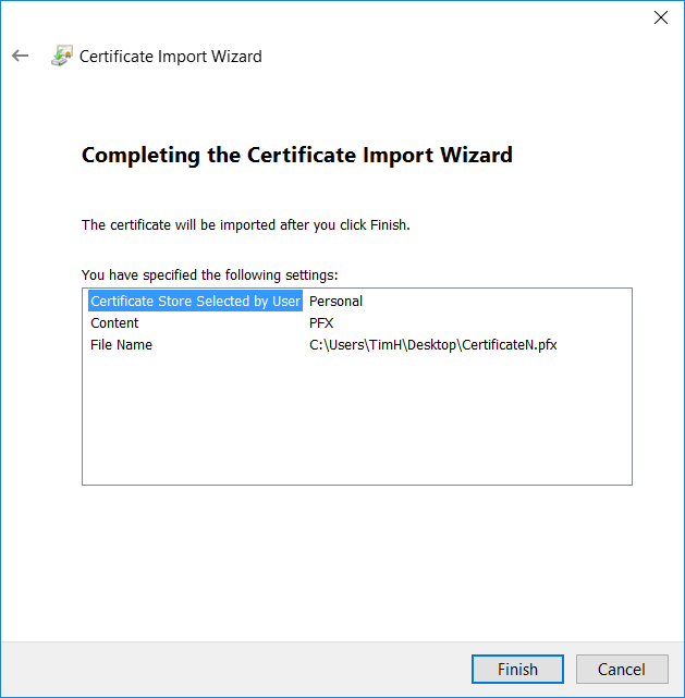 Installing the Client certificate 8:
