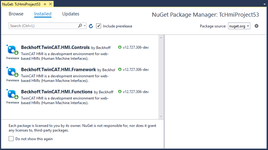 Installing a NuGet package 2: