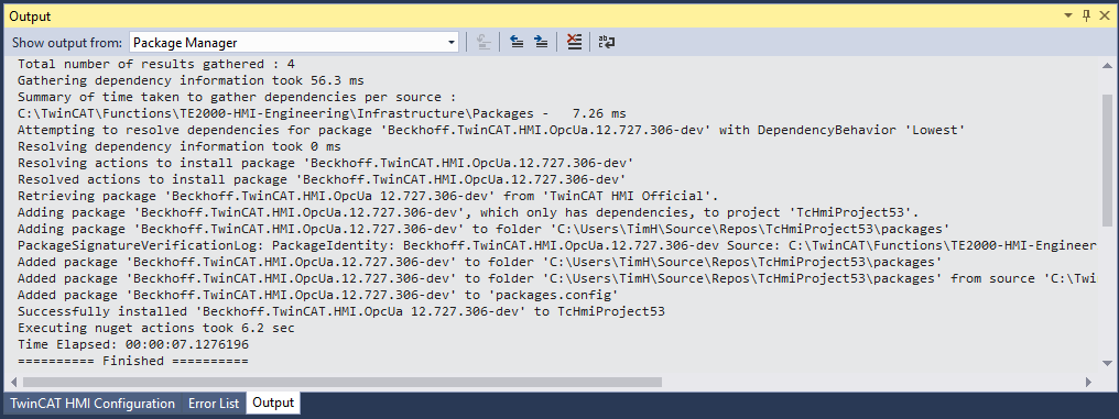 Installing a NuGet package 7: