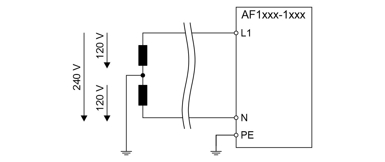 Split-phase mit geerdetem Mittelabgriff 240 V 1: