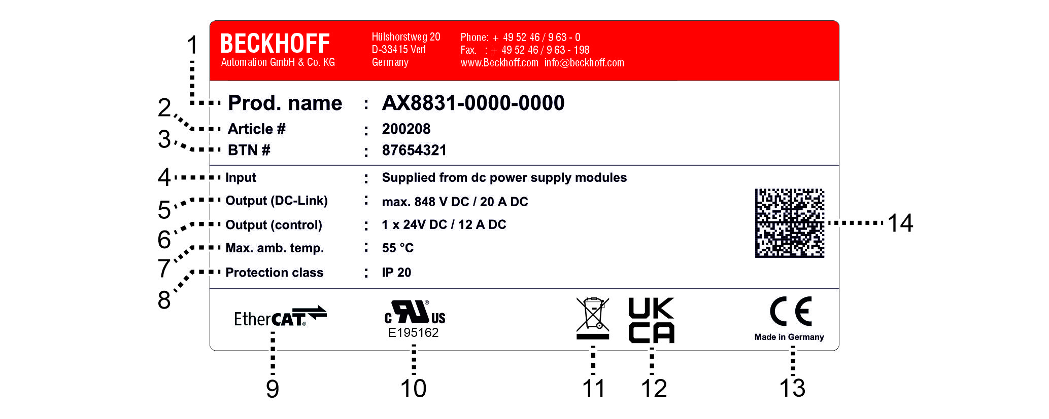 Typenschild AX883x 1: