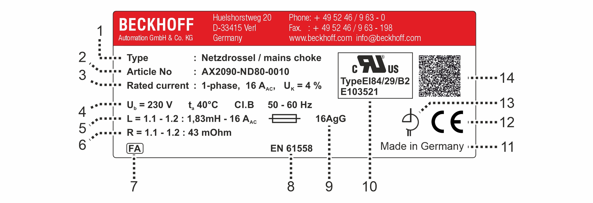 Typenschild 1: