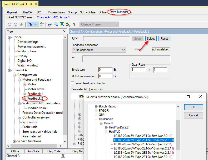 Konfiguration des zweiten Encoders 1: