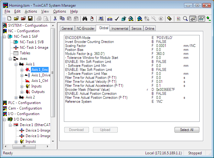 Parametrierung im SystemManager 1: