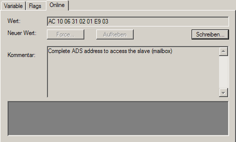 ADS Adresse (ADSAddr) - Übersicht Konfiguration 1: