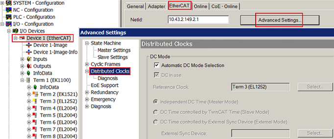 EKxxxx - Optionale Distributed Clocks Unterstützung 2: