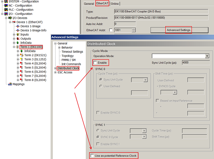 EKxxxx - Optionale Distributed Clocks Unterstützung 3: