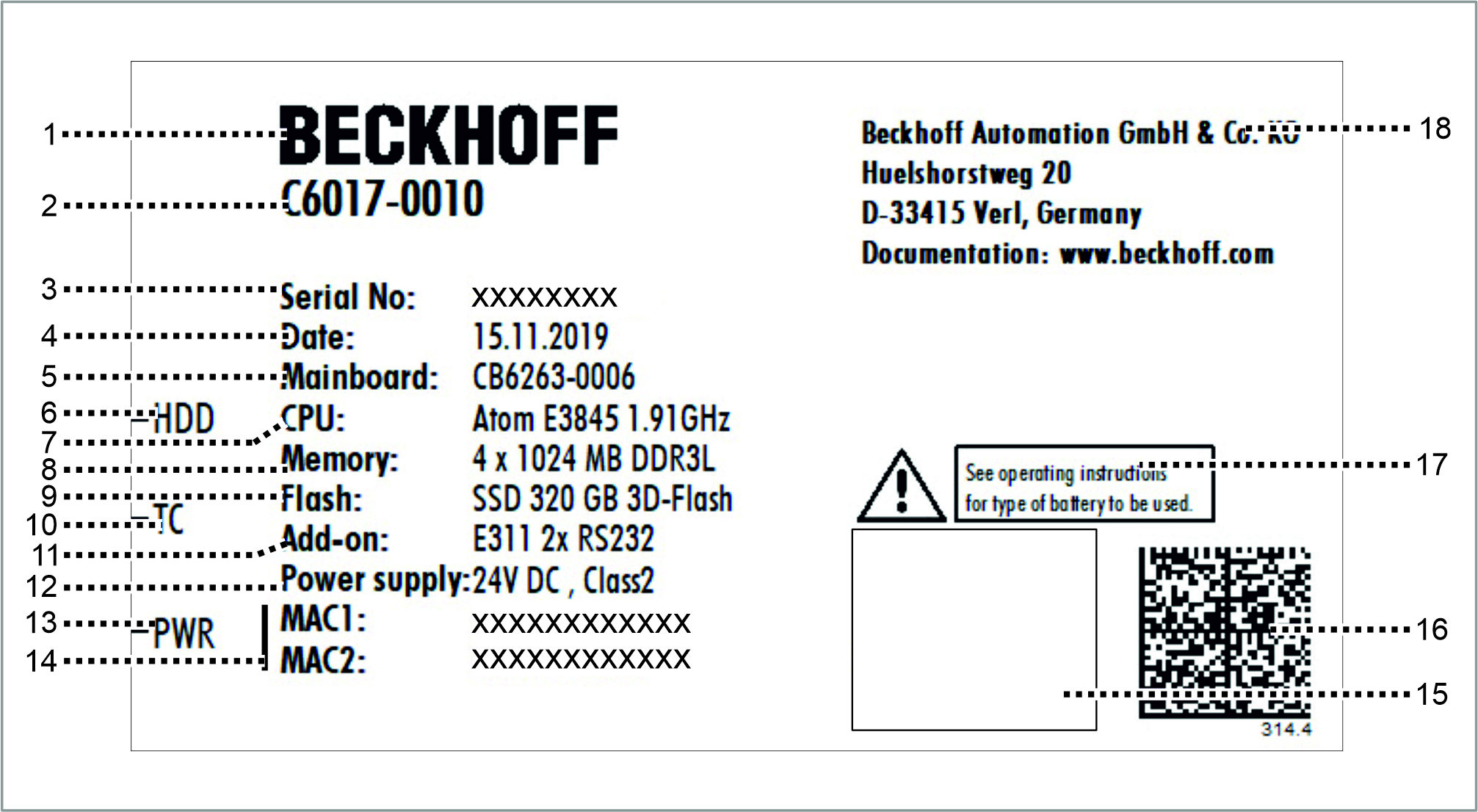Typenschild 1:
