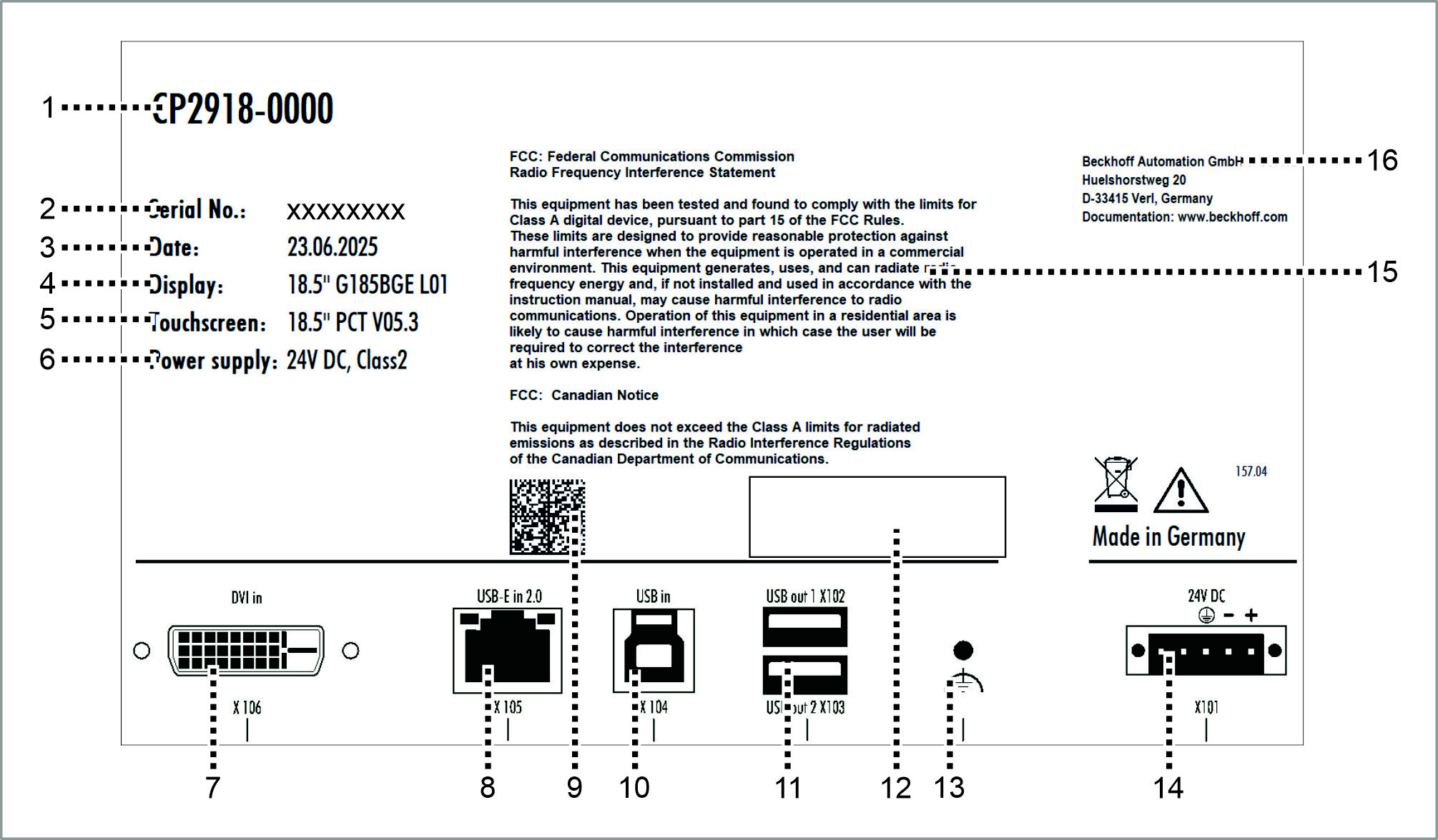Typenschild 1: