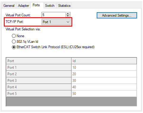 Ein dedizierter TCP/IP-Port 1: