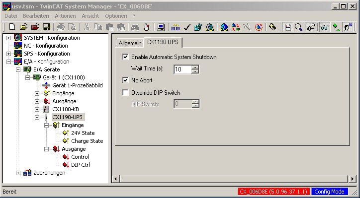 Einstellungen im System Manager 3: