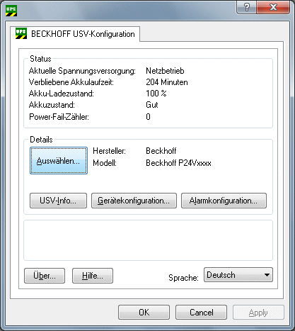 Beckhoff USV-Konfigurationsdialog 3: