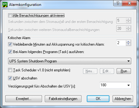 Alarmkonfiguration-Dialog 1: