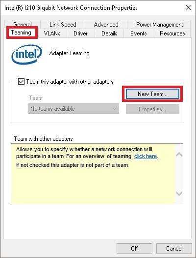 NIC-Teaming einstellen 2: