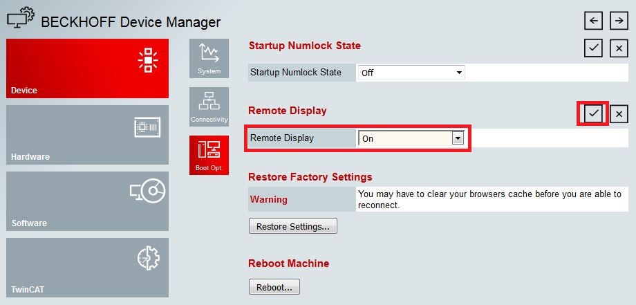 Remote Display aktivieren 1: