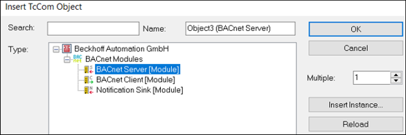BACnet-Server und Device-Objekt anlegen 2: