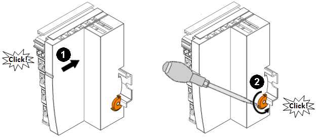 Montage auf der Tragschiene des Signal-Distribution-Boards 1: