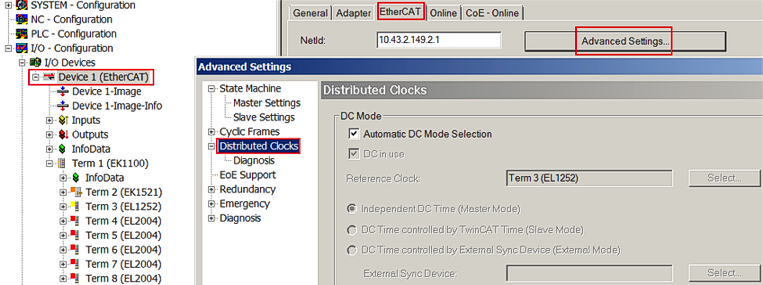 Optionale Distributed Clocks Unterstützung 2: