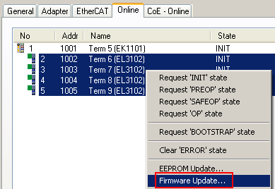 Gleichzeitiges Update mehrerer EtherCAT-Geräte 1: