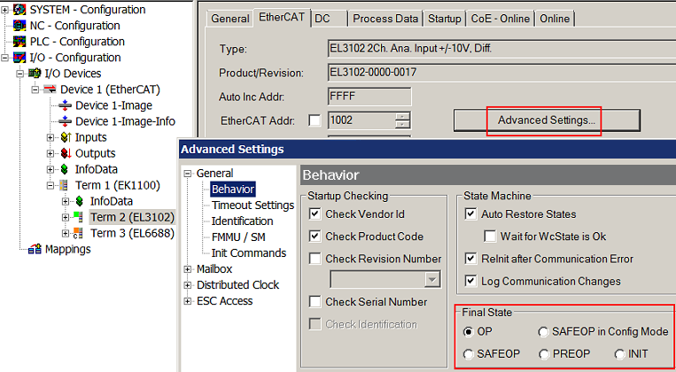 Allgemeine Inbetriebnahmehinweise des EtherCAT Slaves 6: