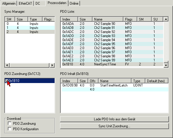 Oversampling-Einstellungen, Distributed Clocks (DC) 4: