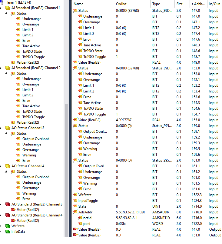 Allgemeines zur Inbetriebnahme der EL4374 1: