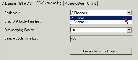 Oversampling-Einstellungen, Distributed Clocks (DC) 4: