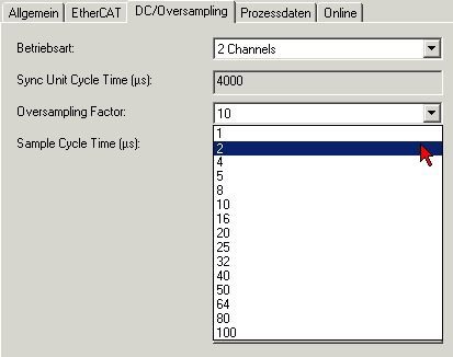 Oversampling-Einstellungen, Distributed Clocks (DC) 5: