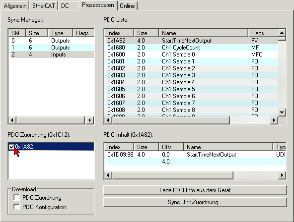 Oversampling-Einstellungen, Distributed Clocks (DC) 7: