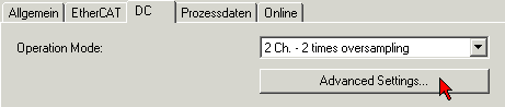 Oversampling-Einstellungen, Distributed Clocks (DC) 9: