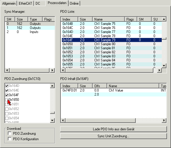 Oversampling-Einstellungen, Distributed Clocks (DC) 12: