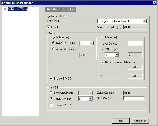 Distributed-Clock (DC) Einstellungen 4: