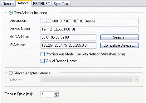PROFINET-Device (EL6631-0010) Einbindung unter TwinCAT 2.11 3: