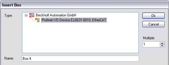 PROFINET-Device (EL6631-0010) Einbindung unter TwinCAT 2.11 5: