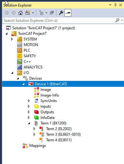 Einbindung über eine EL663x-0010 1: