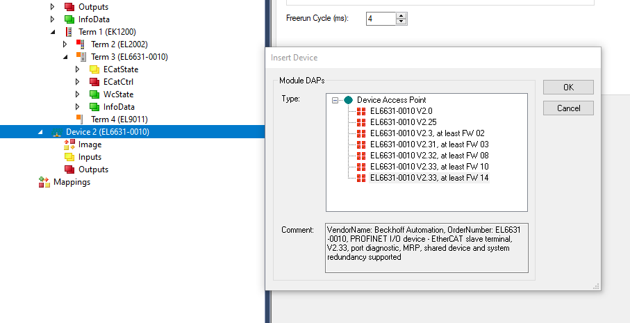 Einbindung über eine EL663x-0010 7: