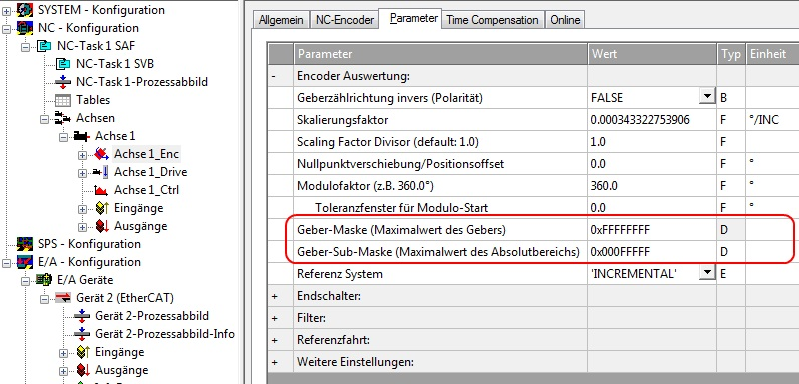 Einstellungen in der NC 10: