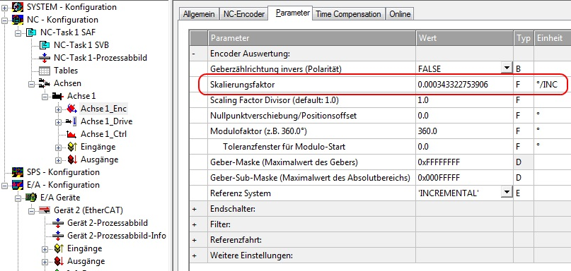 Einstellungen in der NC 12: