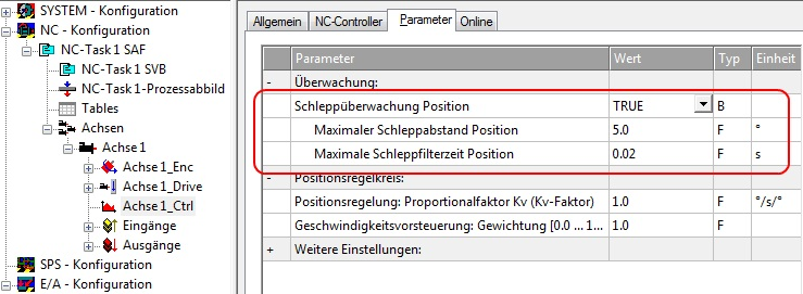 Einstellungen in der NC 14: