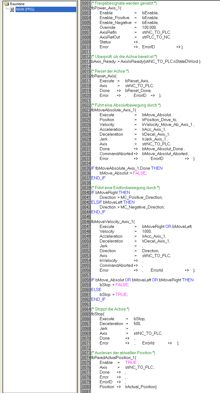 Programmbeispiel Motoransteuerung mit Visualisierung 9: