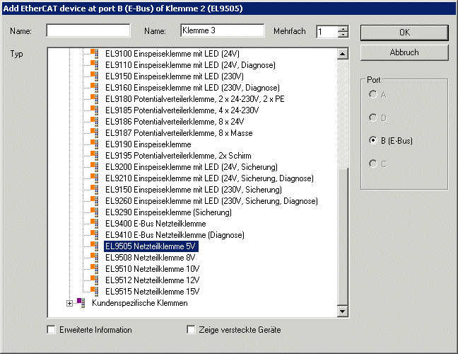 Einsetzen der Klemme in den EtherCAT-Klemmenverbund 8: