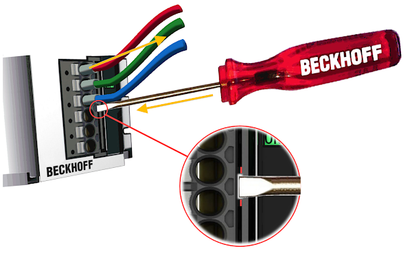 Anschlussbauform Push-In mit Wartungsstecker 1: