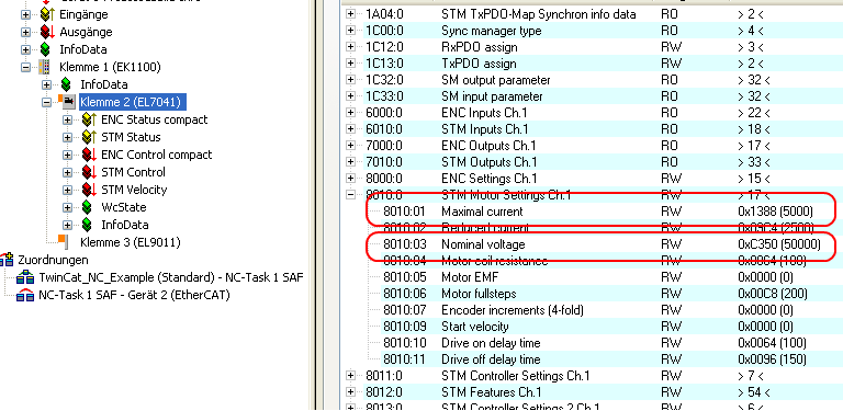 Konfiguration der wichtigsten Parameter 2: